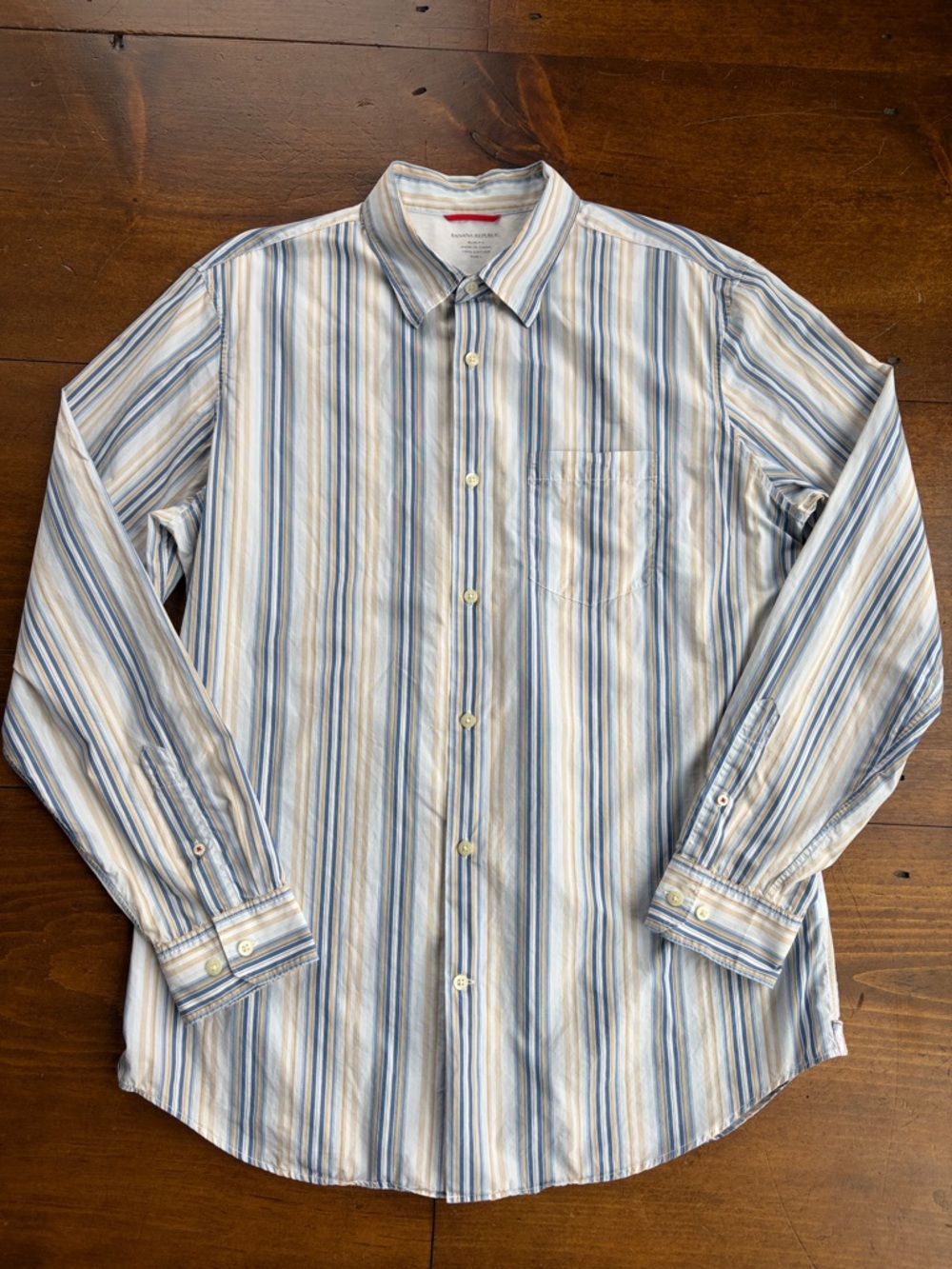 Banana Republic Men Slim Fit Striped Dress Shirt Sz L